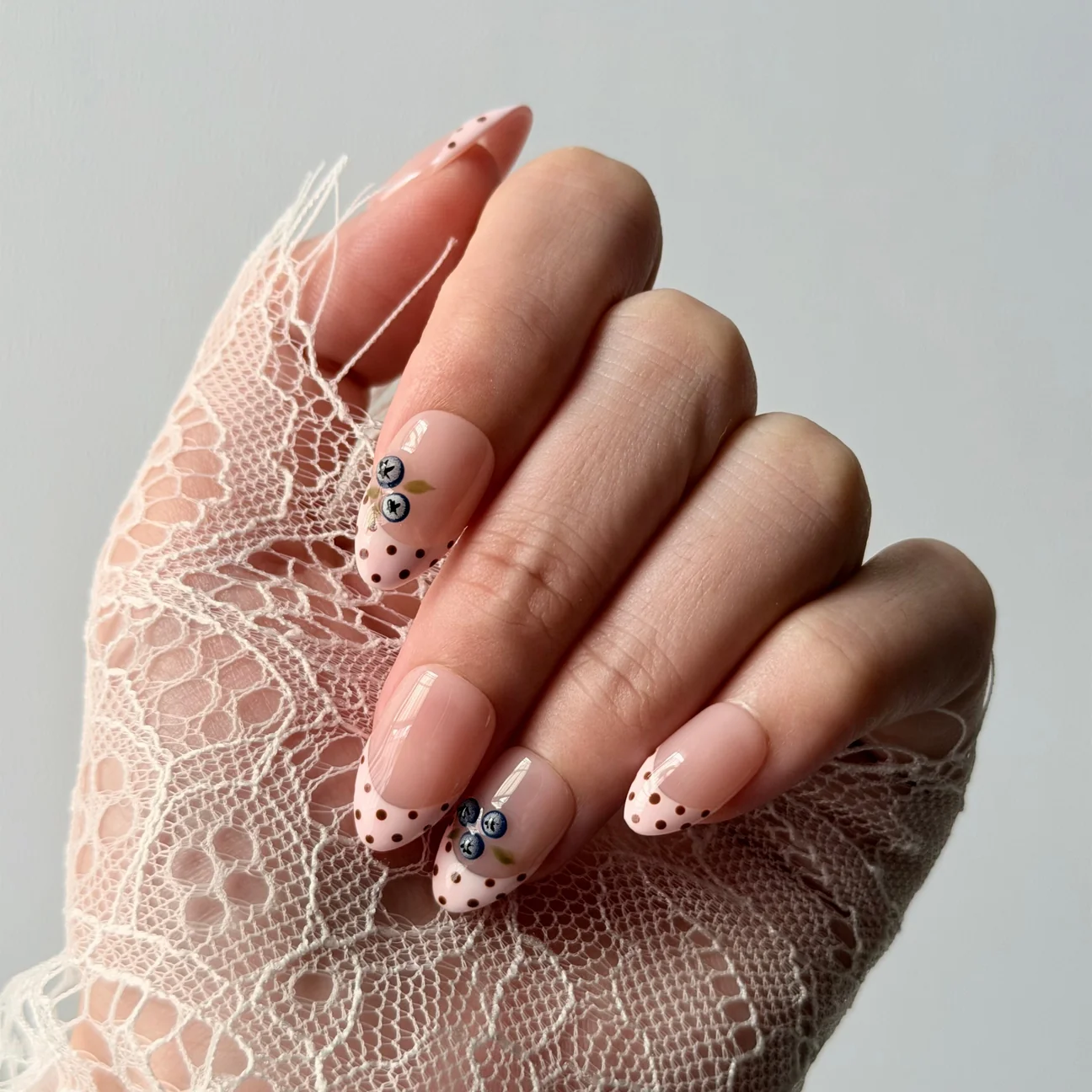 Berry Pie press-on nails with blueberry detail