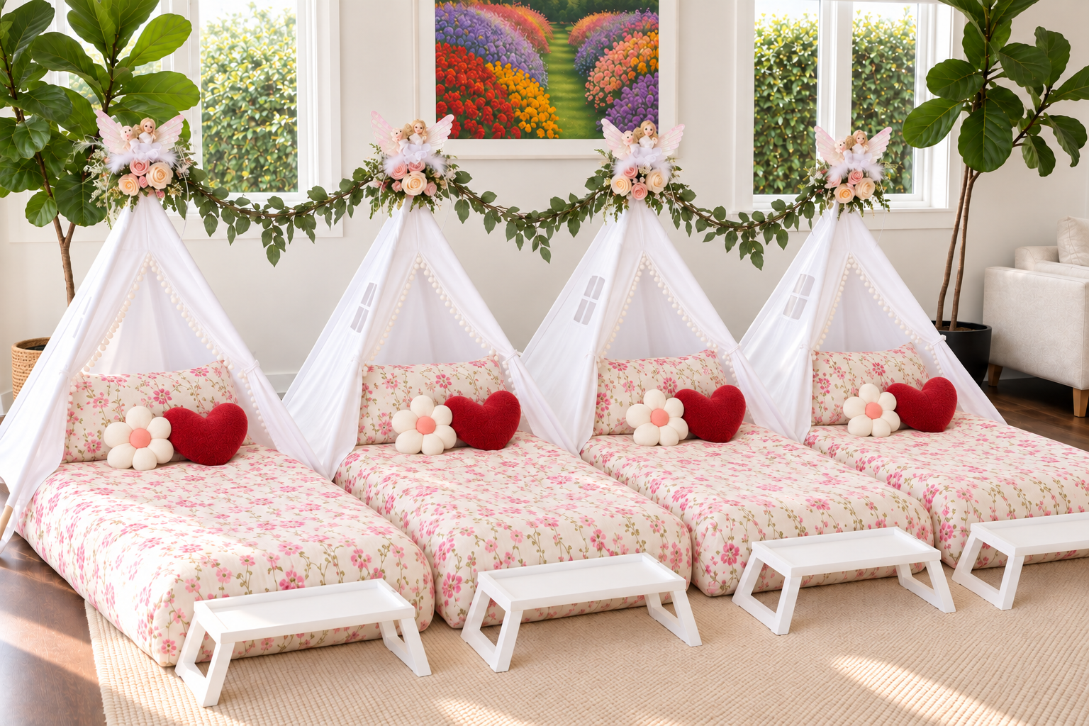 Fairyland teepee sleepover theme styled by Yuboo