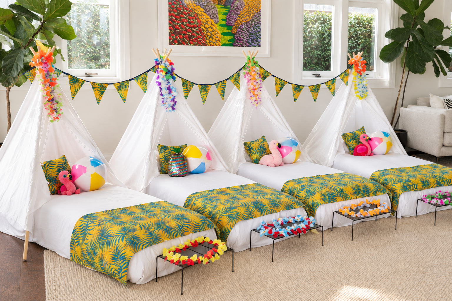 Tropical sleepover theme by Yuboo